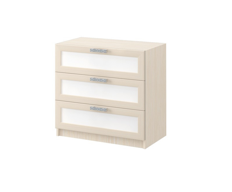 Комод ДЮ-03 Юнга-7 ЛДСП Белый ХДФ+Рамочный Профиль/Ясень Шимо Светлый (Д-750 x В-770 x Г-440 мм)