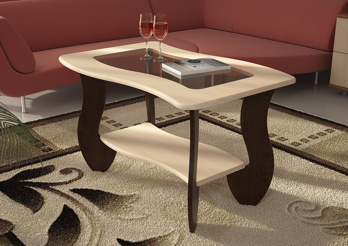 Стол Журнальный №3 (Ш-900 мм x В-540 мм x Г-600 мм)/Венге+Клен Светлый