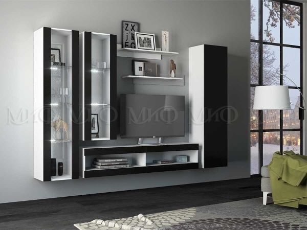 Гостиная Фаворит МДФ №1 (Ш-2400 x В-2170 x Г-458 мм)/Разные Цвета