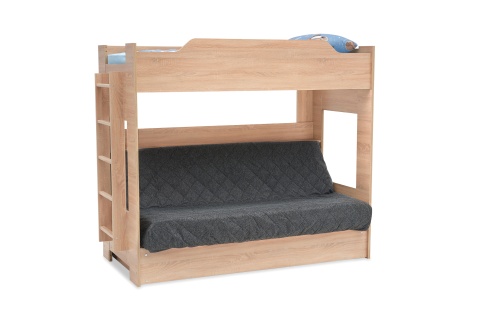 Двухъярусная кровать с диван-кроватью темно-серый / дуб сонома