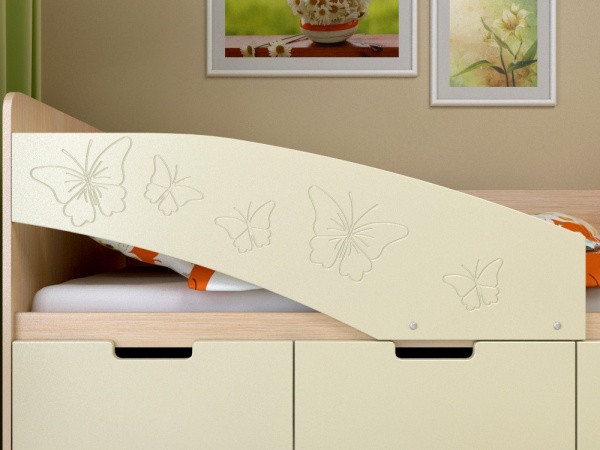 Детская Кровать "Ириска-8" МДФ Бабочки (Ш-850 x В-850 x Д-1630/1830 мм)/Разные Цвета